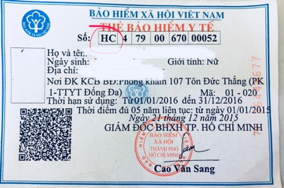 thẻ bảo hiểm y tế có mã vạch